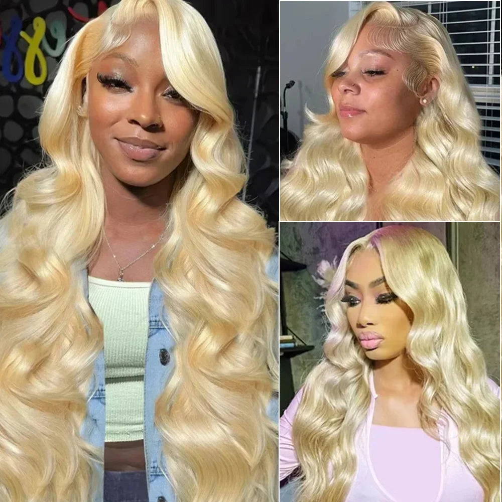 613 Blonde Body Wave 13x6 HD Lace Frontal Human Hair Wigs 38 40 Inches Honey Colored Lace Closure Front Wig For Black Women