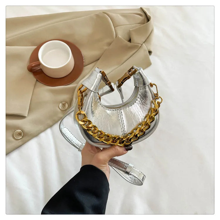 2024 Herbst Winter Mini Umhängetaschen für Damen Luxus Halbmond-Handtaschen für Damen Handtaschen mit Griff Weibliche kleine Tasche