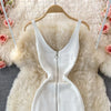 Zipple  2023 Sexy Summer Knit Strap Dress Women Tank Elatic Waist Bodycon Sundress Female Beach Split Backless Midi Dress