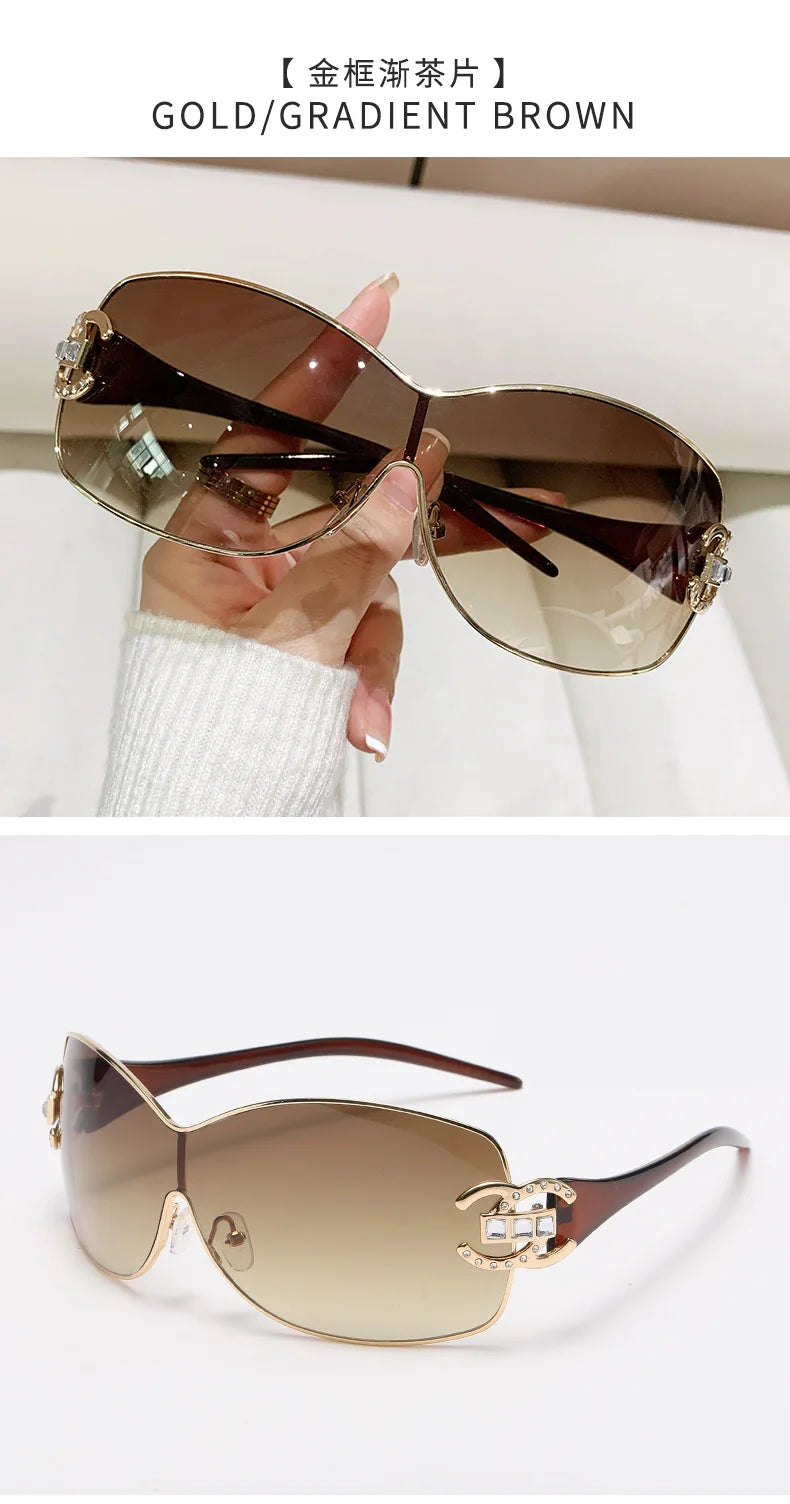 Neue Mode Y2K Sonnenbrille Damen Integrierte Surround Sonnenbrille Retro Designer Damen Brillen UV400 Oculos De Sol