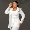 Customized Unique Design Beads Women Pants Suits White Wedding Blazer Jacket Guest Wear Slim Fit 2 Pieces