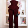 Women Elegant Two Piece Pants Set Female Office Wear White Mesh Sleeves Slim Top and Slacks Pant Sets Sexy Chic Spring Outfits