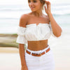 Crop tops women 2024 summer lantern sleeve sexy strapless beach tops plus size red black white ruched crop top