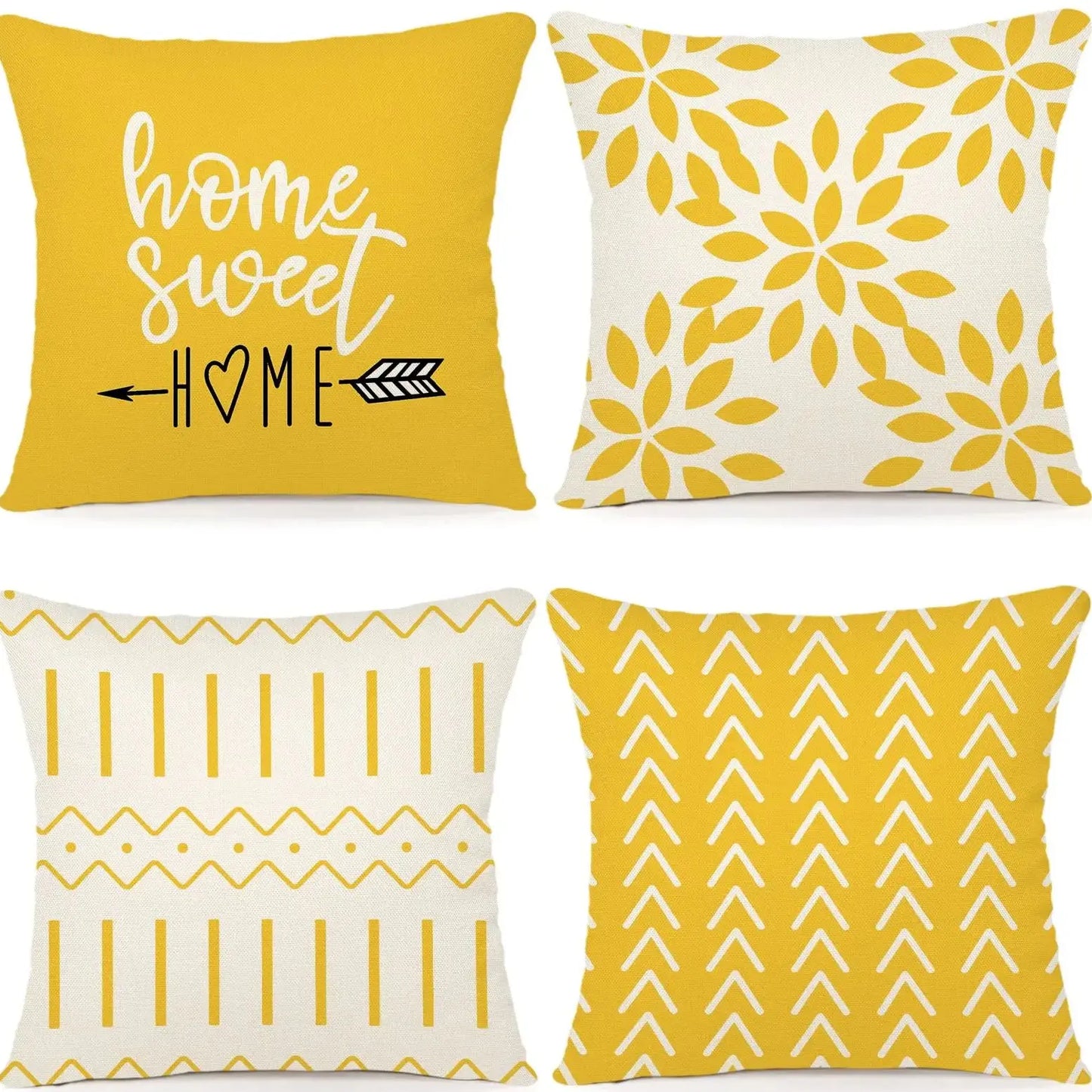 Kissenbezüge 4er-Set 45x45 cm, Moderne Sofa Kissenhülle, Dekorative Wohnzimmer Outdoor Leinenstoff Geometrisches Kissenbezug-Set Künstlerisch