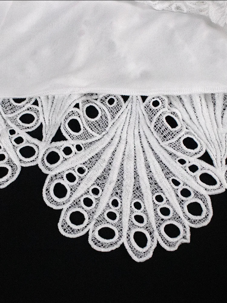 2024 Chic Women Dresses Hollow Out Bare Shoulder Long Sleeve Mini Ruffle Dress White Party Club Birthday Outfits Fall Fashion
