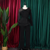 Luxury Jumpsuits & Rompers for Women Round Neck Beaded Transparent Sleeve High Waisted Elegant Female Birthday Party Overalls