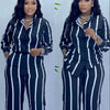 African Fashion Stripe Two Piece Set Women Summer Casual Button Long Sleeved Shirt Wide Leg Pants Two Piece Set Women