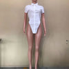 CM.YAYA Irregular V-hem Short Sleeve Single Breasted Blouse  Women 2022 Summer Streetwear Elegant INS Solid Casual Shirt Top