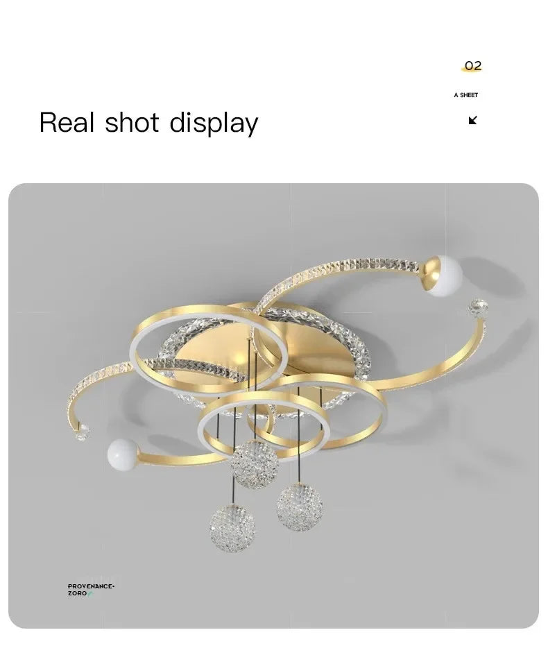 Moderne minimalistische LED-Deckenleuchte, personalisierte kreative Ring-Wohnzimmerleuchten, goldene Atmosphäre, Schlafzimmer-Arbeitszimmer-Kronleuchter