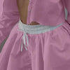 Oymimi Fashion Pink Cotton 2 Pieces Set For Woman Elegant Long Sleeve Single Breasted Crop Shirts And Drawstring Mini Skirts Set