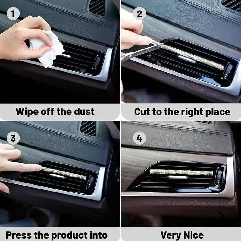 10 Stücke Diamant Auto Klimaanlage Outlet Streifen Bohrer U Form Strass Clip Dekoration Glänzende Kristall Trim Streifen Auto Zubehör