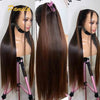 Double Drawn 13x6 HD Lace Frontal Wig Bone Straight Lace Front Wig Ombre Brown Colored Glueless Human Hair Wigs Ready To Go