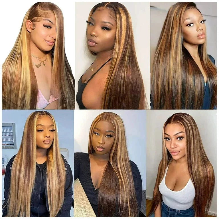 #6 Light Brown Bone Straight Clip In Hair Extensions 1 Piece 5 Clips Full Head One-Piece Clip In Human Hair Extensions 100G/Set