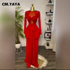 CM.YAYA Women Mesh See Though Long Sleeve Maxi Bowknot Long Dress 2025 Evening Sexy Club Party Evening High Street Dresses