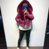 21-25Shearling Jacket women's shearling Cloth With Big Fur Collar and Hooded