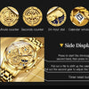 OLEVS Men's Watches Top Brand Luxury Original Waterproof Quartz Watch for Man Gold Skeleton Style 24 Hour Day Night New