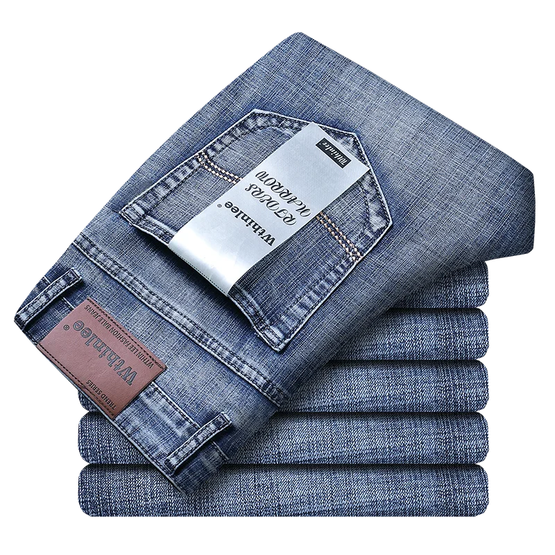Wthinlee Neue Business Herren Jeans Casual Gerade Stretch Mode Klassische Blau Schwarz Arbeit Denim Hosen Männliche Marke Kleidung