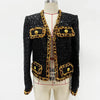 Fashion 2024 Designer Women's Gold Chains Sequined Jacket Coat Outfit Spring
