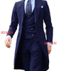 Royal Blue Long Tail Coat 3 Piece Gentleman Man Suit Smoking Da Sposo Moda Maschile Per Giacca Da Ballo Da Sposa Gilet Con