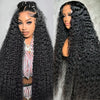 40 Inch Curly Lace Front Wig Water Wave 13X6 Hd Lace Frontal Wig Deep Wave Human Hair Wig 250 Density Preplucked Brazilian Hair