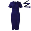 2024 summer new short sleeve V-neck waist solid color Tunle pencil skirt dress