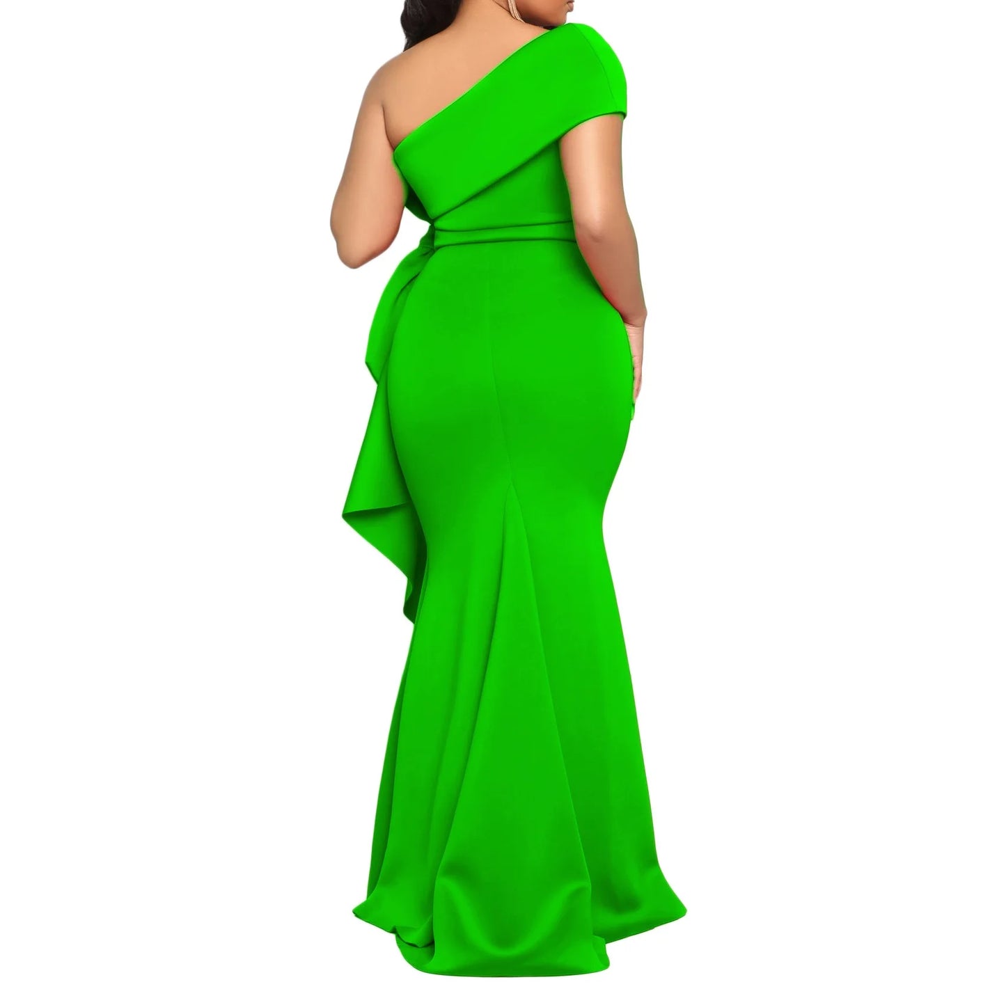 Elegante Kleider für Damen, One Shoulder, ärmellos, Rüschen, Meerjungfrauen-Schnitt, bodenlang, luxuriös, für Geburtstagsfeiern, Dinner, Vestidos Mujer Kleid