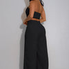 Pant Set Women Two Piece Sets Sexy Sleeveless Tops Drawstring Wide Leg Long Pants High Waist Y2k Streetwear Elegant Splice