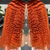 Swupod 13x4 13x6 220% Density Transparent HD Lace Front Wig for Women Deep Wave Remy Human Hair Ginger Orange 350# Loose Curly