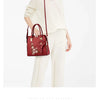 Floral Detail Shoulder Bag, Trendy Zipper Handbag For Work, Casual Crossbody Bag, Women's Floral Decor Purse