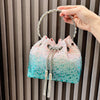 Handhabung Strasssteine Abend-Clutch-Tasche Geldbörsen und Handtasche Luxus Designer Umhängetasche Glänzende Kristall-Clutch-Geldbörse Eimer-Tasche