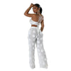 Women Two Piece Pant Sets Sexy Hollow Out Vest Sleeveless Tanks Tops Splice Long Pants Drawstring Streetwear Summer 2025