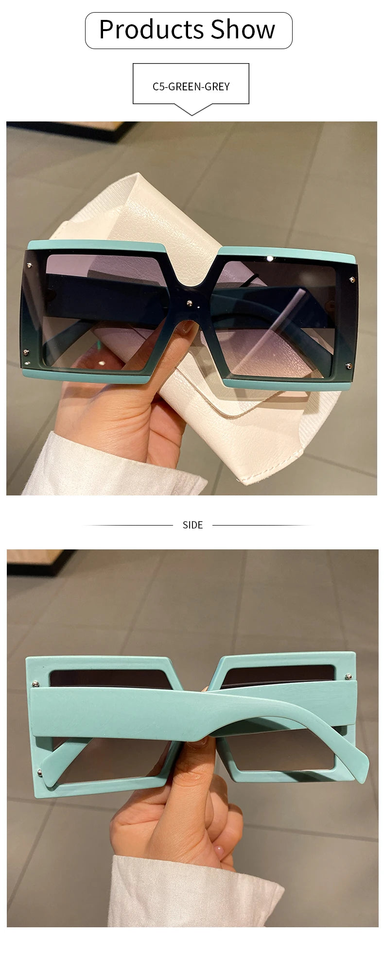 KAMMPT Quadratische Oversize-Sonnenbrille Unisex Trendige Verlaufs-Goggle Luxusmarken-Design Sonnenbrille