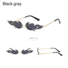 Fashion Fire Flame Sunglasses Women Men Rimless Wave Sun Glasses UV 400 Eyewear Luxury Trending Narrow Sunglasses