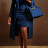 HLJ High Quality Elegant Office Lady Blazer Two Piece Sets Women Lapel Long Sleeve Coat And Slim Dress Outfit Female Clothing