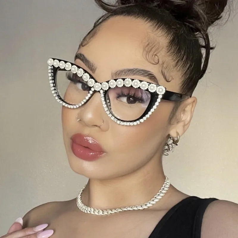 Blumen Katzenaugen Retro Strass Sonnenbrille für Damen Elegant Fashion Herren Trend Designer Outdoor Party Sonnenbrillen Eyewear