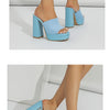 Aneikeh Sexy Gestrickte Wolle Chunky Plateau Sandalen High Heels Damen Peep Toe High Heel Sommer Nude Party Kleid Pantoletten Sandalen Schuhe