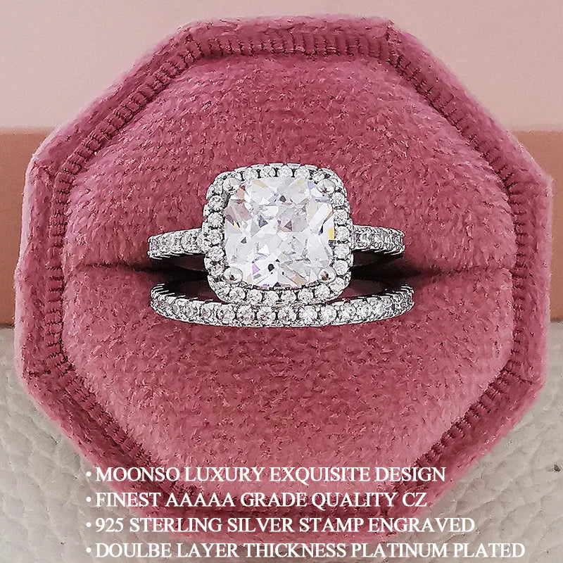 2023 New Luxury Silver Color Luxury Big Wedding Rings Set for Bridal Women Engagement Finger Party Gift Designer Jewelry R4428
