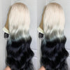 Charism Synthetic Lace Front Wig 60 Platinum Blonde To Black Ombre Wig Pre Plucked Natural Hairline Lace Frontal Wigs For Women