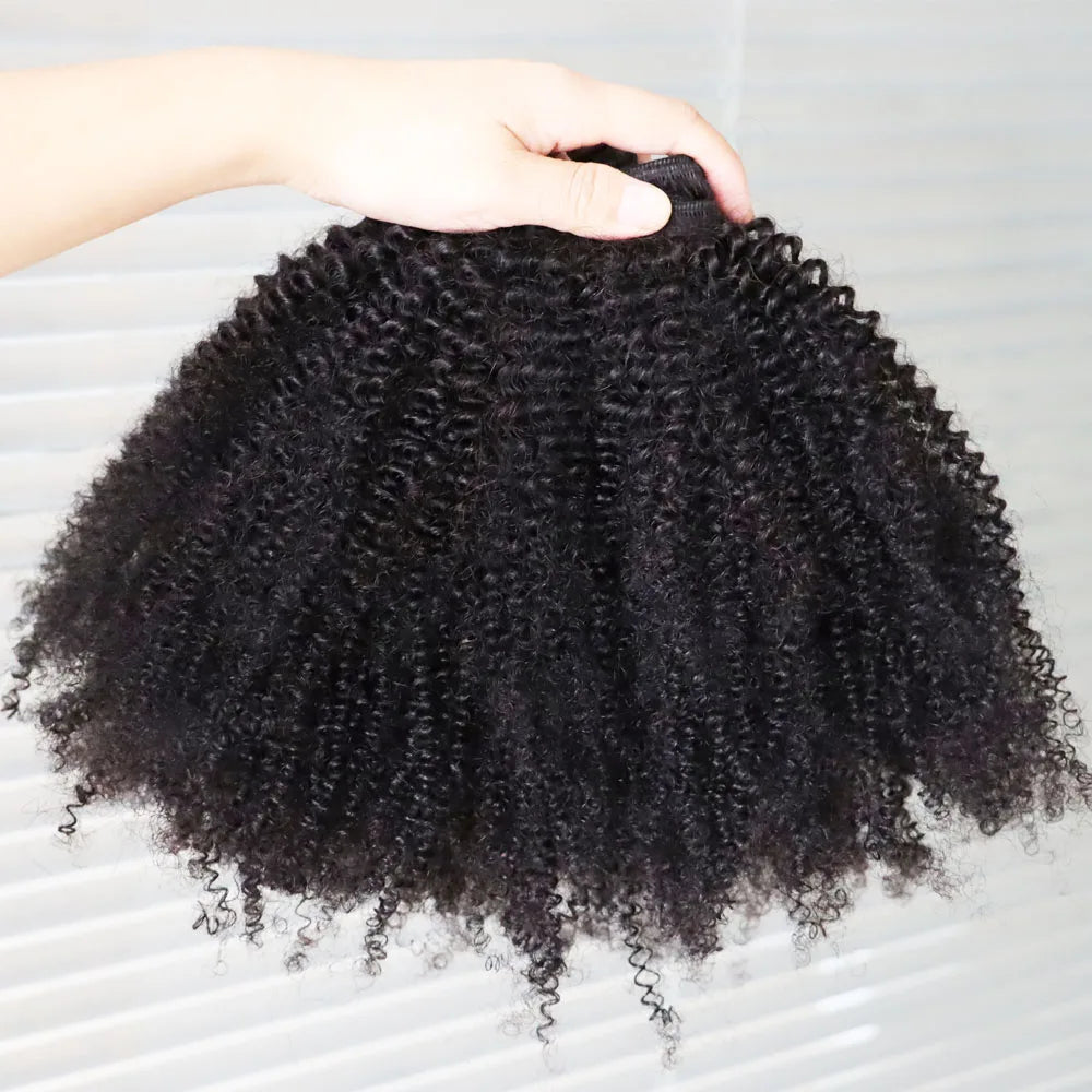 4C Weft Virgin Remy Human Hair Bundles 4C Smallest Tight Curly Weave Weft Mongolian Curly Hair Weaving for Black Women