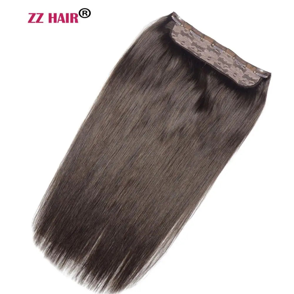 ZZHAIR 100% Brazilian Human Remy Hair Extensions 16"-26" 1Pcs Set 100g-200g One Piece 5 Clips In Natural Straight