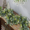 1pc Artificial Eucalyptus Leaves Greenery Garland Faux Plant Spring Vines with White Flowers Berries for Wedding Home Party Deco
