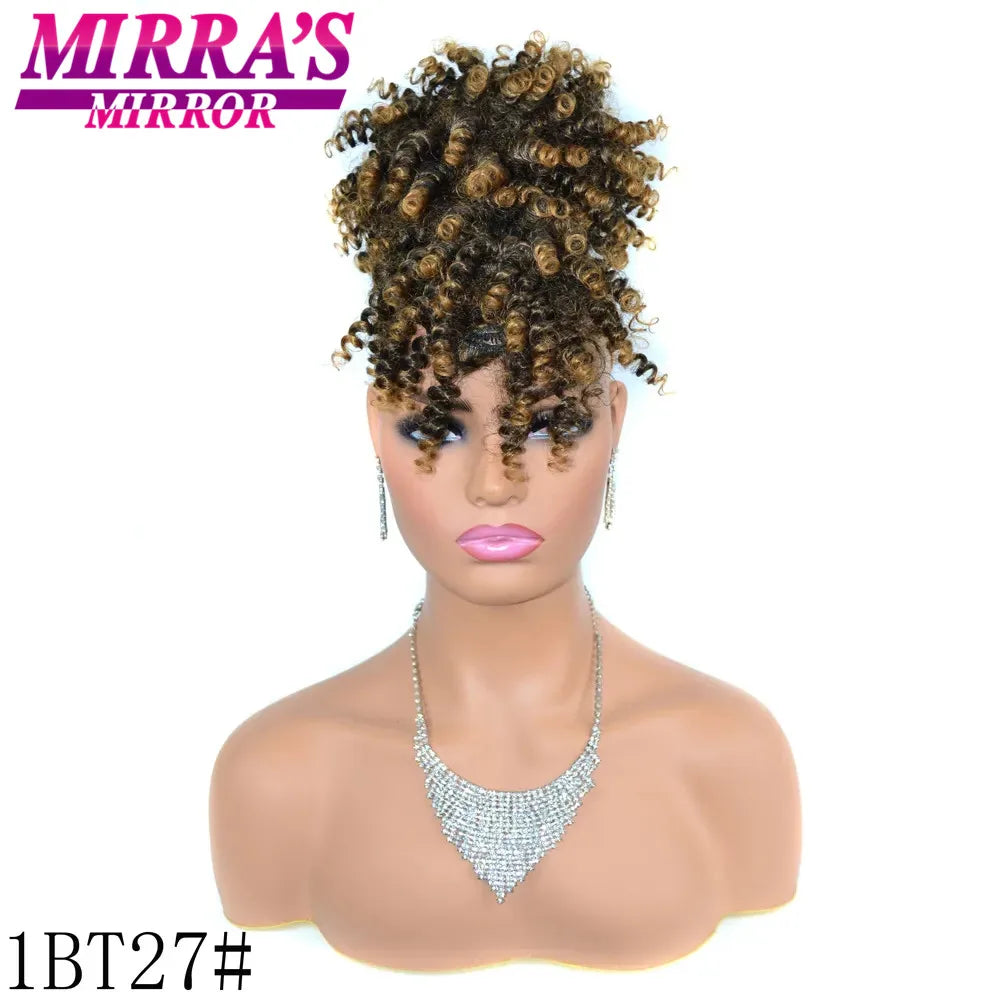 Synthetic Afro Puff Drawstring Ponytail Hair Bun 10 Inch Short Afro Kinkys Curly Afro Bun Extension Hairpieces Large Size