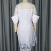 White Lace Dresses for Women Vintage Crew Neck Embroidery Tunic Package Hip Retro Elegant Midi Dress Holiday Party Wedding Gowns