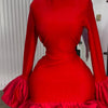 CM.YAYA Women O-neck Long Flare Sleeve Ruffles Mini Dress 2025 Spring Sweet Sexy Birthday Evening Night Party Vestidos Dresses