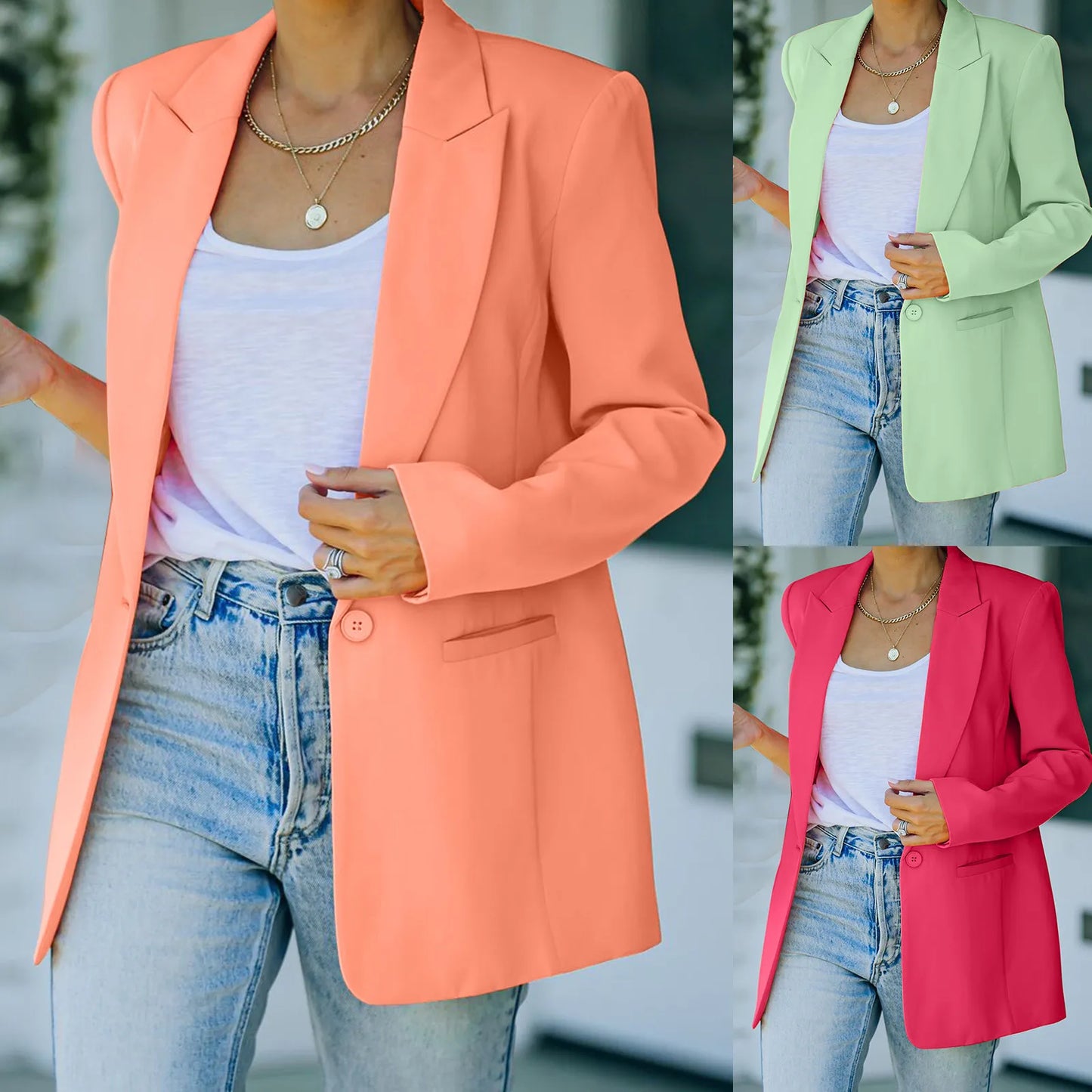 Autumn Pink Blazer Women Slim Elegant Blazers Jacket Women's Buttons Double Breasted Blazer Office Ladies Work Coats Jacket