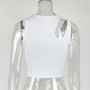 Sexy Rib-knit Tank Top for Women Summer Solid O-neck Sleeveless Crop Tops Street Vintage Korean Fashion Shirt Vest Y2K Clothes