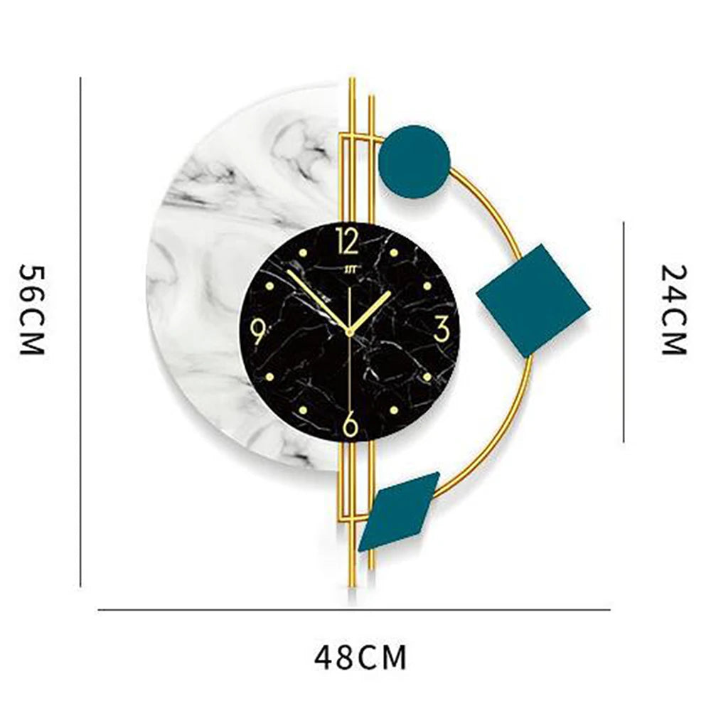 Geräuschlose Wanduhr für Wohnzimmer Schlafzimmer Wanddekorationen Kreative Halbkreis Marmor Quarz Wanduhr Geschenk