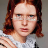Fashion Design Rhinestone Heart Glasses Frame No Lens Decoration Rave Accessories Crystal Face Jewelry Eye Wear for Women Gift