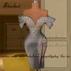 Stardust Luxury Off the Shoulder Homecoming Dress Pearls Slit Pleat Mini Saudi Arabric Illusion Cocktail Party Gown Customized