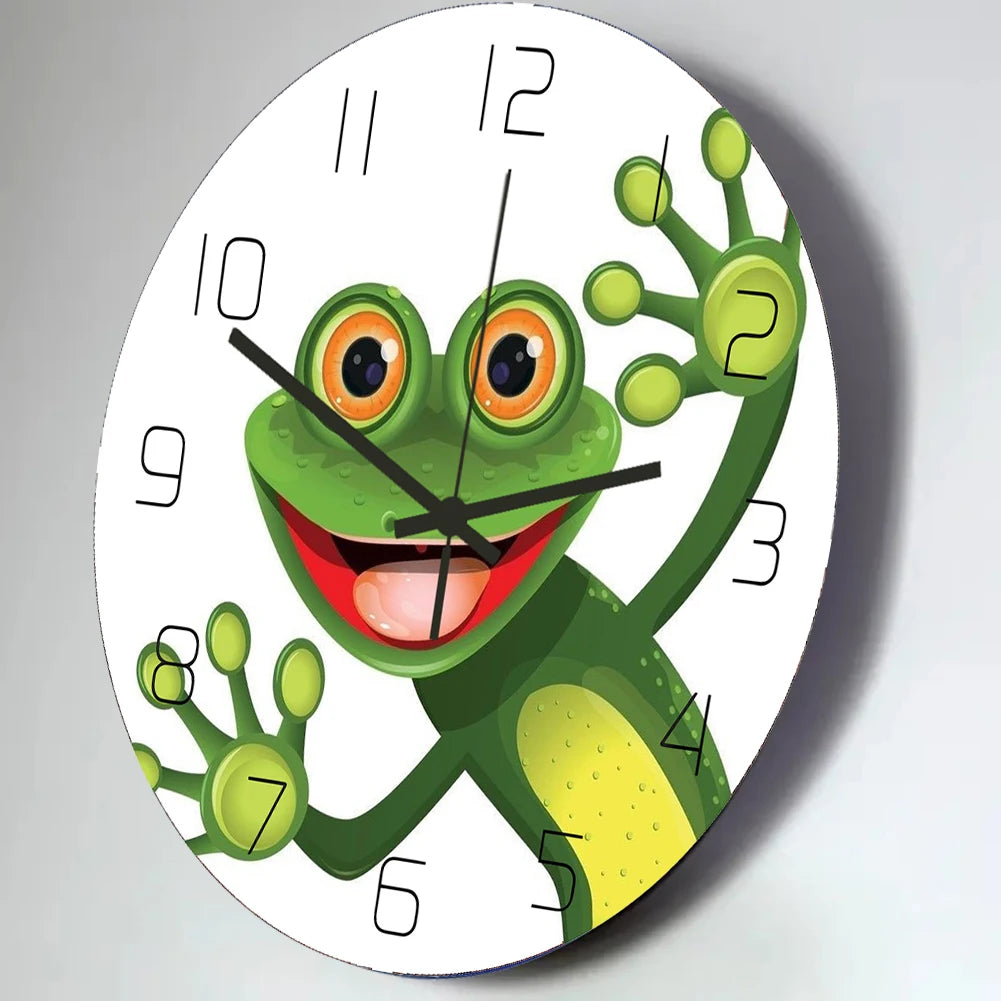 Lustige Frosch Acryl Wanduhr Strand Seestern Schallplatte Marmor Katze Retro Wanddekoration Uhren für Wohnzimmer Schlafzimmer Büro Zuhause